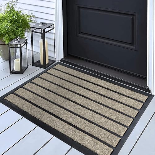 ubdyo Door Mat Outside Entrance, Outdoor Rubber Mat, 30 x 17, Bright Beige by UBDYO