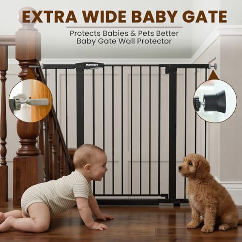 Mumeasy 36" Extra Tall Baby Gate for Stairs, 29.7-48" Wide Dog Gate for Doorways, Walk Thru Pet Safety Gate for Indoor, Pressure Mounted with Auto Close, Easy Install No Drill for Toddlers, Black - Image 3