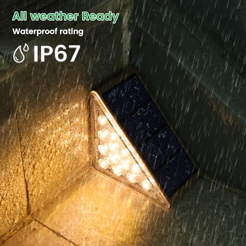 JOFIOS Solar Step Lights for Outside,16pack Solar Stair Lights Outdoor Waterproof IP67,Outdoor Deck Step Lights,Solar Outdoor Lights for Staircase,Patio,Front Step(Warm Brown)… - Image 3