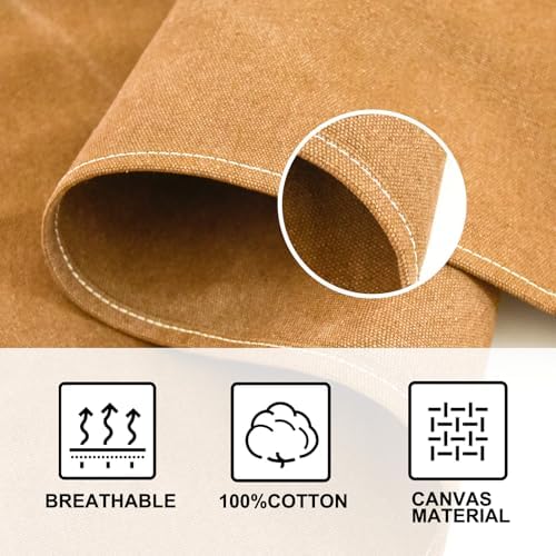 OUNLEN Chef Apron for Men Women Canvas Aprons with 3 Pockets Cross Back Resistant Work Apron for Cooking - Image 4