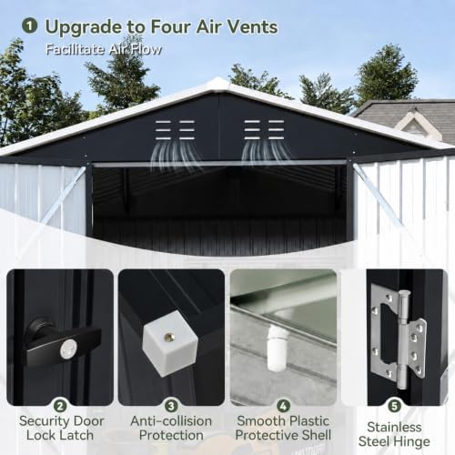 Aoxun 8x6 FT Shed Outdoor Storage Shed with Floor Black - Image 5