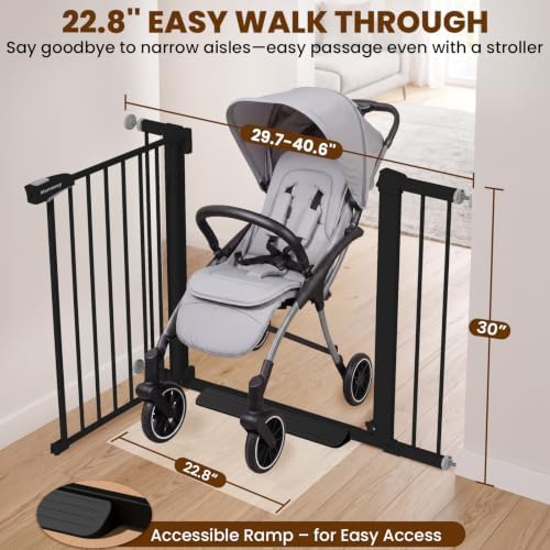 Mumeasy 29.7-40.6" Baby Gate for Stairs, Auto Close Dog Gate for Doorways - Image 2