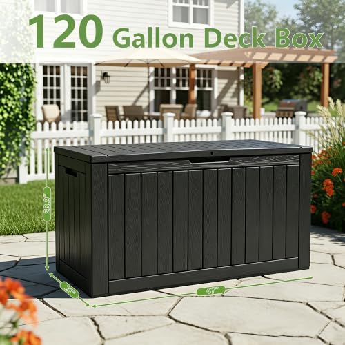 KAMABOKO 120 Gallon Outdoor Storage Box Waterproof Deck Box for Patio - Image 2