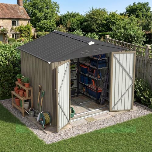 Patiowell 8x6 FT Outdoor Storage Shed with Floor Frame, Metal Garden Sheds - Image 6