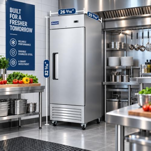 27" W Commercial Refrigerator Single Door 19 Cu.ft Commercial Fridge Fan cooling Stainless Steel Reach-in Refrigerator with Digital Thermostat for Restaurant, Bar, Commercial Use, etc - Image 4