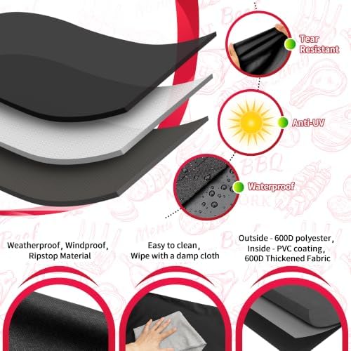 NEXCOVER 64 Inch Grill Cover - 600D Heavy Duty Waterproof and Weather Resistant BBQ Cover for Weber, Char Broil, Nexgrill, Brinkmann, Holland - Fade Resistant, Black - Image 3