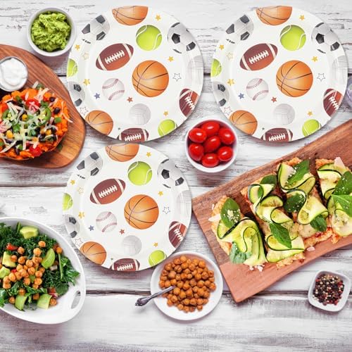 50PCS Sports Birthday Party Paper Plates, 7'' Sports Themed Party Decoration Disposable Dessert Plate Tableware Dinnerware for Picnic Camping Birthday's Parties Favor Supplies - Image 5