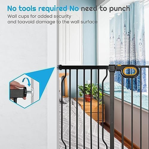 owlie 57 to 66 Inch Extra Wide Baby Gate with Door for Stairs Doorways - Image 4