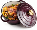 Dutch Oven Enameled Cast Iron with Lid - Big Dual Handles - Oven Safe up to 500°F - Classic Round Pot for Versatile Cooking 3 QT Deep Pot Fig by Alathote