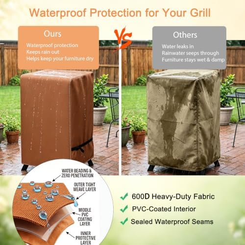 NetttyPro Electric Smoker Cover 30 inch for Outside, 19" W x 18" D x 33" H - Image 5