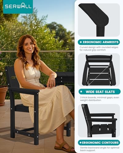 SERWALL HDPE Outdoor Dining Table and Chairs Set for 4 - Image 4