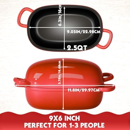 Dutch Oven 9x6 Inch, 2.5QT Cast Iron Bread Pans for Bread Baking - Image 3