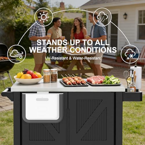 Outdoor Grill Cart with Stainless Steel Top & 2-Tier Storage Cabinet - Image 6