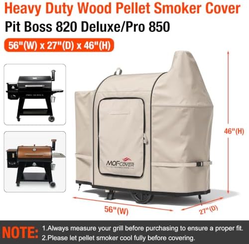 Foldable Grill Cover for Pit Boss 820 Deluxe/Pro 850, Waterproof 600D Heavy Duty Wood Pellet Smoker Cover, Fade＆Tear Resistant Pellet Grill Cover for Z Grill 700 Series,Khaki - Image 5