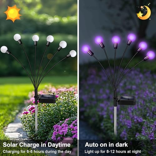 NBQQ Solar Lights Outdoor 4 Pack of 24 LEDs Swaying Firefly Garden Decor - Image 7