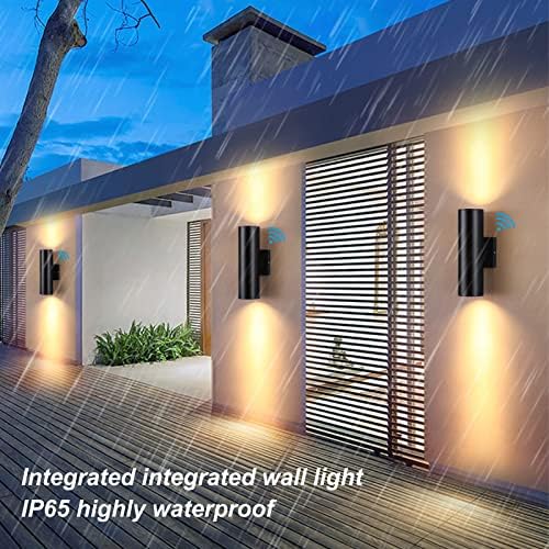 DAKAFUL Dusk to Dawn Outdoor Lighting Sensor Wall Lights 4Pack, 12W 2700K Integrated LED Cylinder Up Down Lights Outdoor, IP65 Waterproof Aluminum Wall Sconce Exterior Wall Light for Porch Patio etc. - Image 6