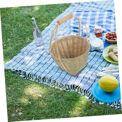 Bamboo Picnic Basket 2pcs Woven Storage Basket Xmas for Fruit and Bread - Image 5