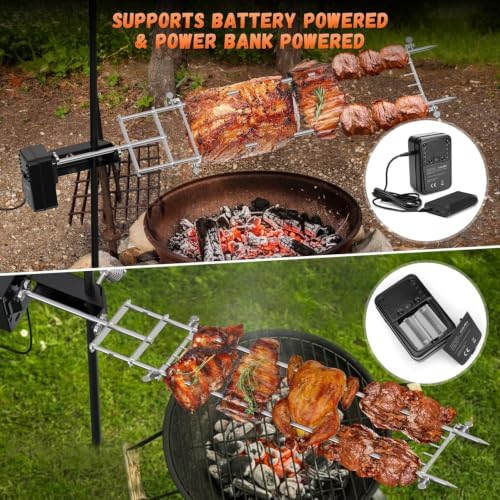 onlyfire Rotisserie Grill Kit Adjustable Spit Roaster with Cordless Motor - Image 4