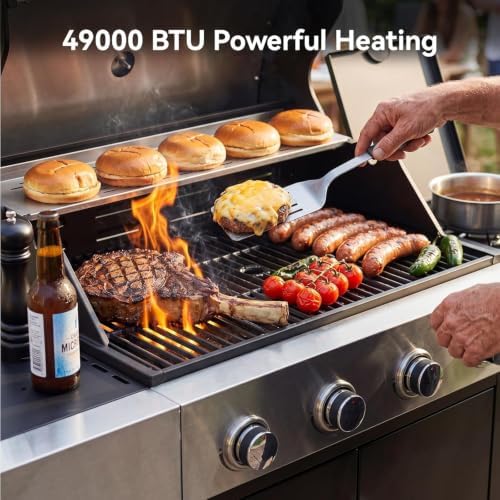 Aoxun 4-Burner 49000 BTU Propane Grill with Side Burner, Black - Image 5