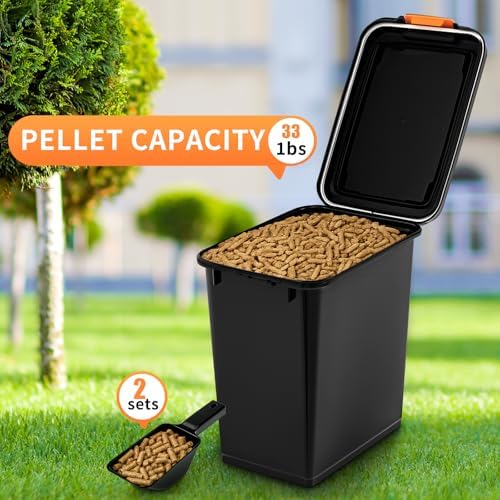 Maxdot 2 Sets 33lb Dry Pellet Storage Bin Pack with Scoops and Labels Grill Accessories Wood Pellet Storage Containers with Flavor Stickers Airtight for Grill Pellets - Image 3