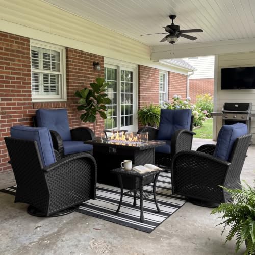 LayinSun 7 Pieces Outdoor Patio Furniture Set with Fire Pit Table by LayinSun