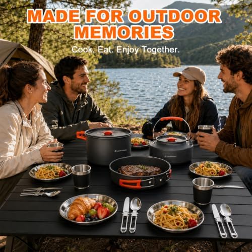 30-Piece Camping Cookware Set with 1.6L Kettle for 4 People - Image 3