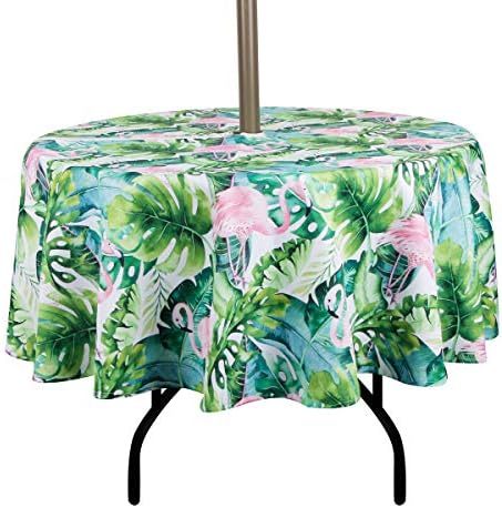 EHouseHome Outdoor Indoor 70inch Round Tablecloth with Umbrella Hole and Zipper, Waterproof Zippered Patio Table Cloths, Spring/Summer Table Covers for Backyard Circular Table/BBQs/Picnic by EHouseHome