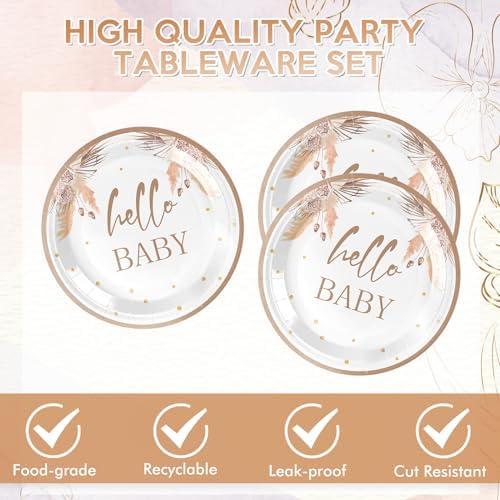 40 PCS Boho Baby Shower Decorations Bohemian Disposable Hey Baby Set - Image 4