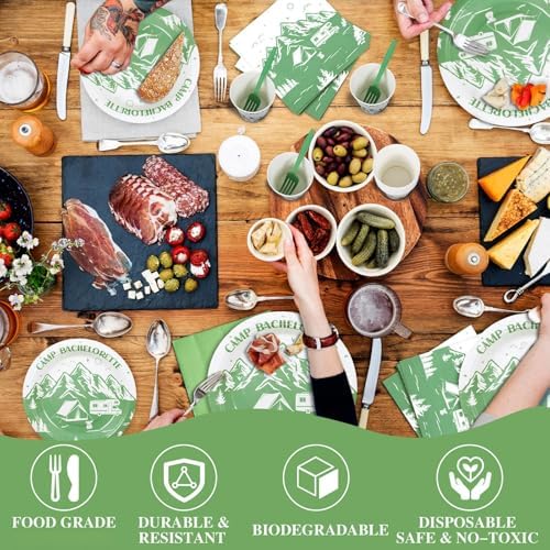 Zubebe 175 Pcs Camp Bachelorette Party Plates Cups Napkins Serves 25 - Image 4