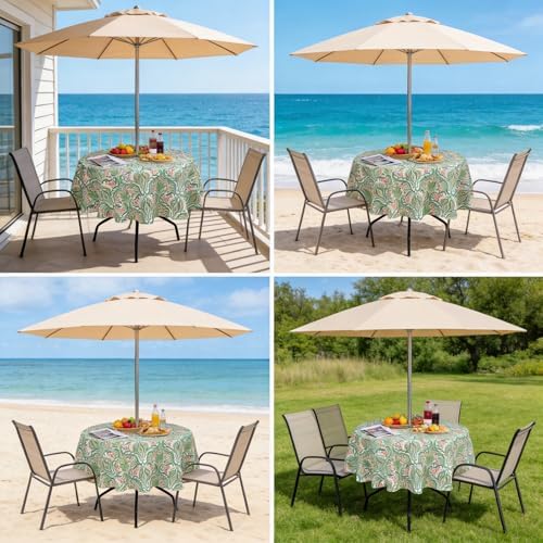 SUQ I OME Outdoor Tablecloth, Green Damascus Pattern, 60'' Round with Zipper - Image 4