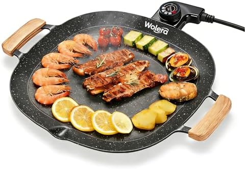 Smokeless Electric BBQ Grill, Wood Handles, Adjustable Temp by Unknown
