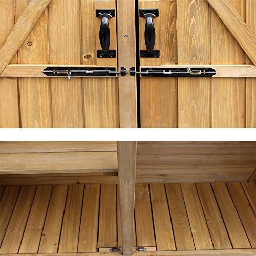 Outvita Outdoor Storage Cabinet with Waterproof Roof for Yard, Natural - Image 2