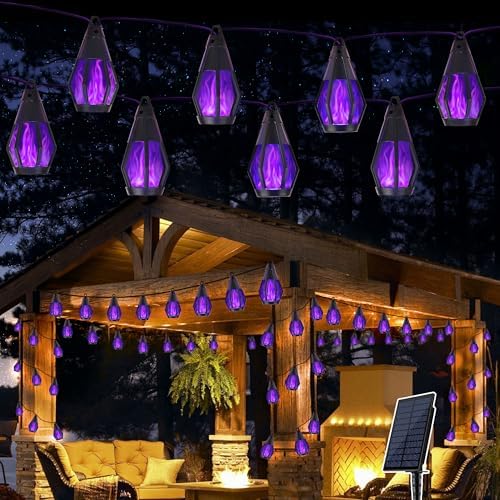Solar String Lights for Outside, 21Ft Solar Patio Light with 10 Flickering by Jnaurb