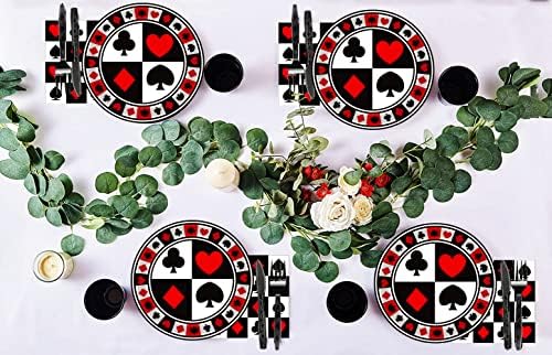 40 Pcs Casino Party Supplies Poker Paper Plates 7" Casino Party Plates for Casino Night Game Theme Card Playing Club Heart Poker Night Las Vegas Birthday Party Decorations (Poker) - Image 4