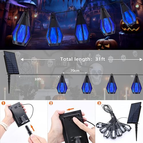 Solar String Lights for Outside, 21Ft Solar Patio Light with 10 Flickering - Image 4