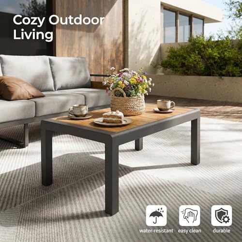 ZANDOR Aluminum Outdoor Patio Furniture Set with Table,5 Seat, Grey - Image 6