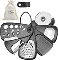 Pisol Kitchen Unique Gadgets Set 6 Pieces, Space Saving, Cheese Grater, Bottle Opener, Fruit Vegetable Peeler, Pizza Cutter, Garlic Ginger Grinder, Herb Stripper Gift Set by Pisol