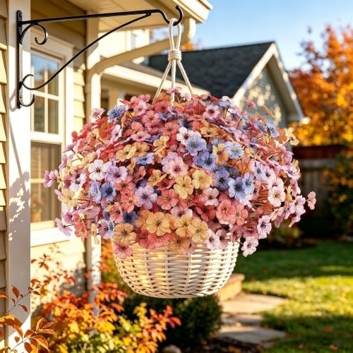 24 Bundles Fall Artificial Flowers for Outdoors Decors, Faux Mums Plants Fake Silk Flora, UV Resistant Realistic Faux Plants Greenery for Outside Farmhouse Porch Patio Window Box Planter Fall Decor - Image 3