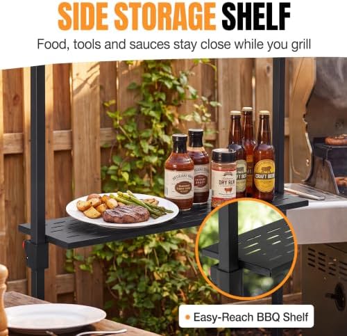 ABCCANOPY 8x5 Pop Up BBQ Grill Gazebo with Lights & Sidewall, Dark Gray - Image 6