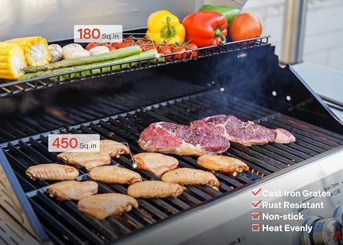 Monument Grills 4+1 Burner Natural Gas Grill with Natural Gas Hose, 50,000 BTU Stainless Steel Outdoor Patio Barbecue Grill, Broil Zone Fast Heating, Knob Lights, and Easy Cleanup, M415BZNG - Image 5