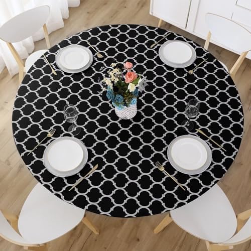 Romanstile Round Fitted Vinyl Tablecloth with Elastic Edge 100% Waterproof - Image 6