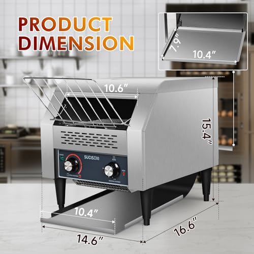 Commercial Toaster 300 Slices/Hour Industrial Conveyor Toaster 1900W Stainless Steel Restaurant Toasters for Croissants Toast Bun Bagel Bread - Image 2