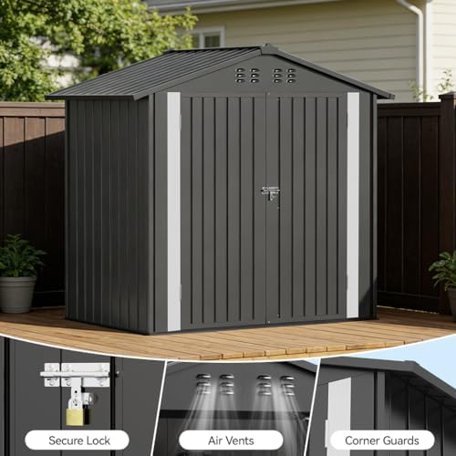 COMHOMA 6'x4' Shed Outdoor Storage Metal with Lockable Doors & Vents - Image 2