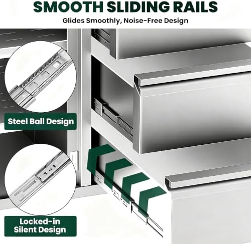 28" x 19.7" x 22" Outdoor Kitchen Cabinets, 304 Stainless Steel Cabinets - Image 5
