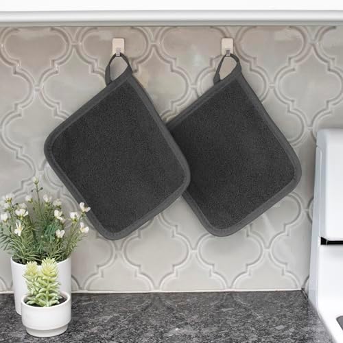 RITZ Terry Potholder & Hot Pad: Unparalleled Heat Resistant, Durable 100% Cotton – Ergonomically Designed for Optimal Grip – Easy-Care Machine Washable – 4-Pack, Federal/Graphite - Image 5