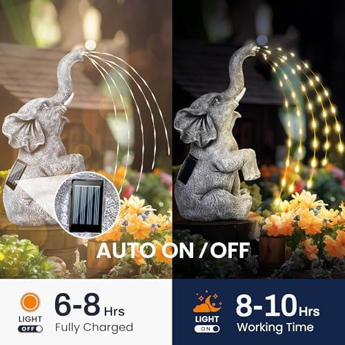GIGALUMI Elephant Statue Solar Garden Decor Yard Outdoor Gifts for Women - Image 5