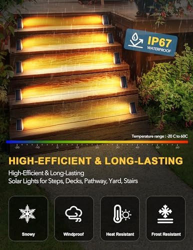 Solar Step Lights Outdoor Waterproof IP67, 3000K Warm Lights -16 Pack - Image 2