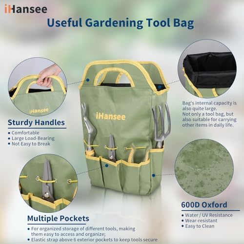 Green Garden Tools Set 12-Piece, Gardening Gifts for Women Men - Image 5