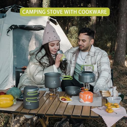 Camping Cookware Mess Kit, 16 pcs Backpacking Cooking Set, Lightweight Camping Pots and Stove Set for 1-2 Person, Outdoor Cooking Gear Ideal for Camping, Hiking, Backpacking and Picnic - Image 7
