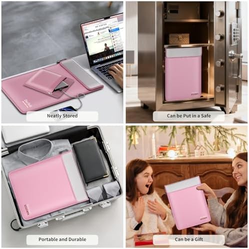 DocSafe Fireproof Document Bag (5200℉) with Fireproof Organizer Travel Case,Heat Insulated Fire＆Water Resistant 8 Layers Safe Money Bag Storage for Important Documents,Cash,Power Bank,Valuables,Pink - Image 5